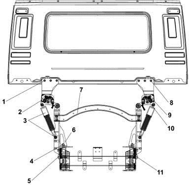 Кронштейн задней подвески кабины верхний левый с резиновыми втулками в сборе   5001110-C0100 - Страница из каталога